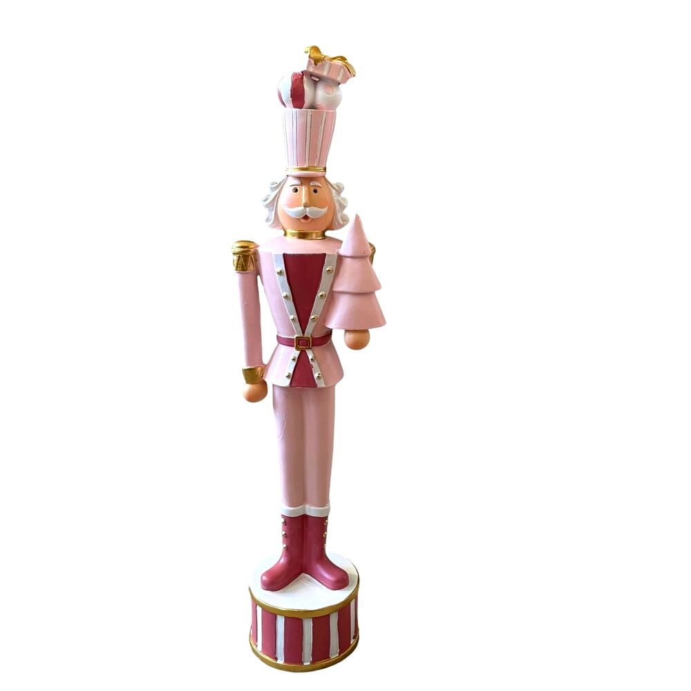 Balsam & Fir PINK GOLD NUTCRACKER Soldier Figurine 18in Christmas Holiday NEW